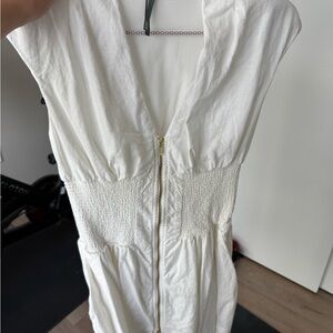 Anthropologie White Mini Dress with Zipper